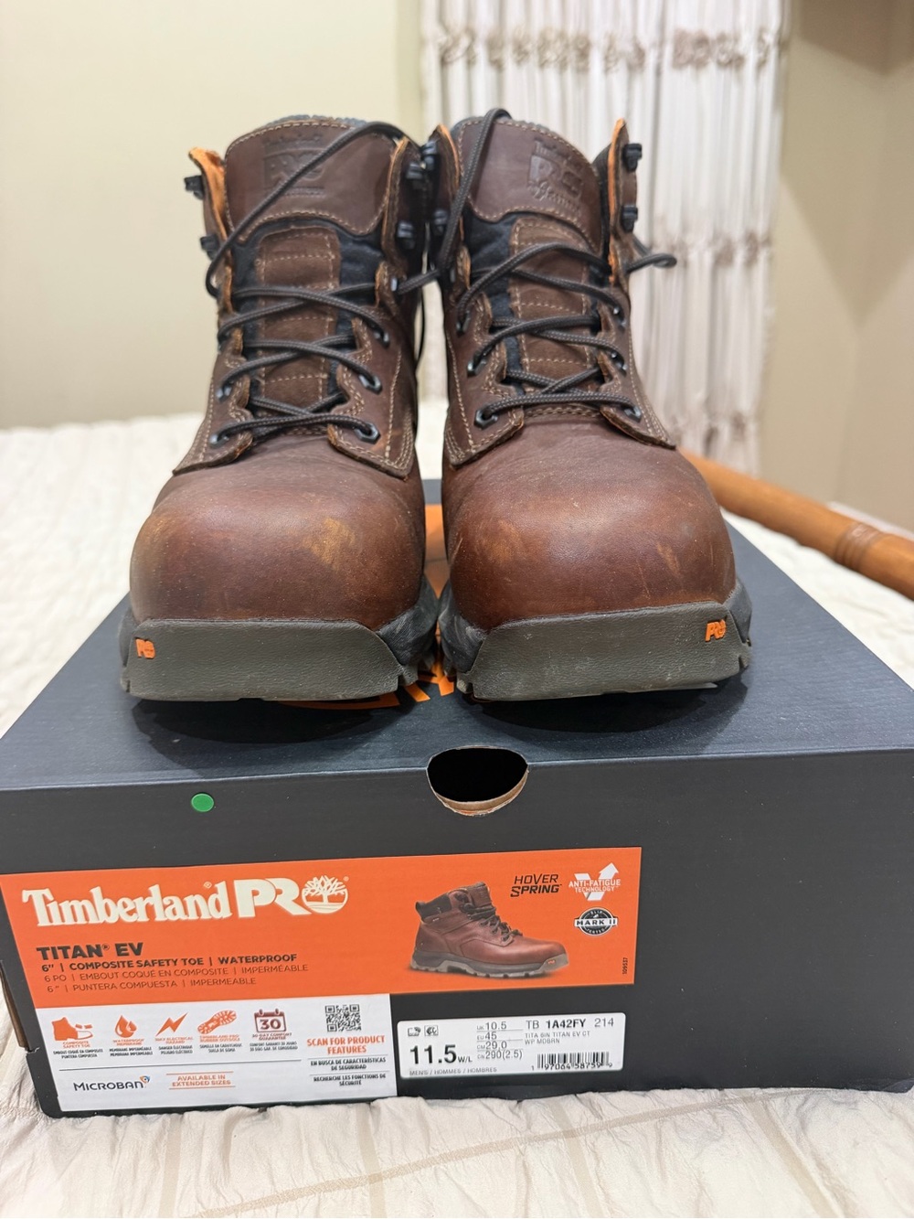 Timberland PRO Brown Leather Steel-Toe Work Boots TiTAN EV6 Waterproof